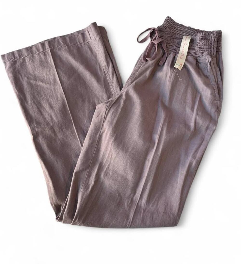 Womens Kiss & Cry lilac Linen Beach Pants Size L
